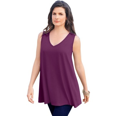 Roaman's Women's Plus Size Button-front Henley Ultimate Tunic Tank : Target