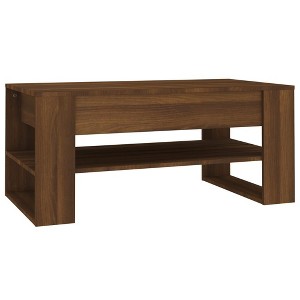 vidaXL Brown Oak Rectangular Coffee Table with Shelf, Engineered Wood, Ideal for Living Room, Easy Assembly, 40.2"x21.7"x17.7" - 1 of 4