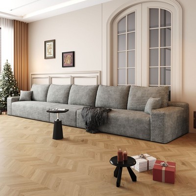 168" Cloud Sectional Couch,Modern Modular Sofa with Deep Seat, Upholstered Couches,Camel (Plush Corduroy Fabric)