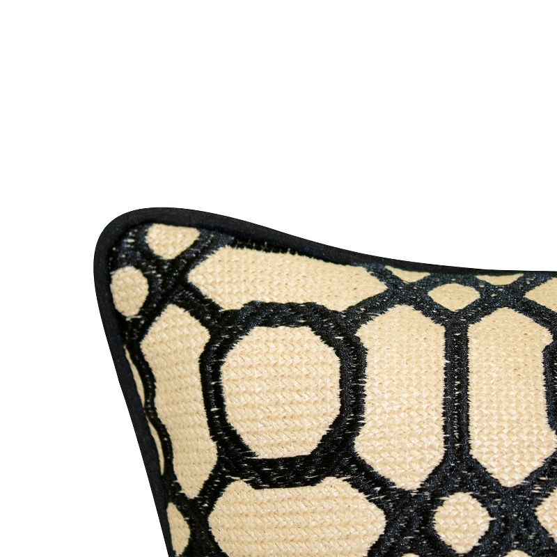 Embroidered Geometric Raffia Rectangular Indoor/Outdoor Throw Pillow - Edie@Home, 5 of 7