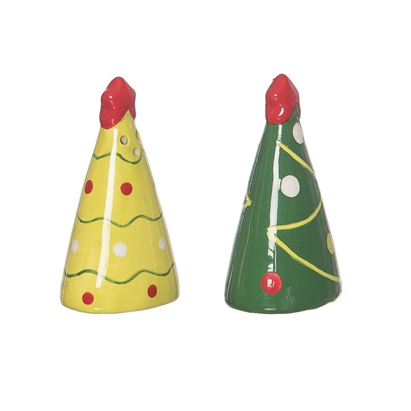 Transpac Christmas Trees Dolomite Salt and Pepper Shakers Collectables Green 3 in. Set of 2, 2 of 4