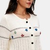 Knit & Lounge Embroidered Knit Long Sleeve Button Front Cardigan Contrast Stitching Slim Fit Ribbed Hem - 2 of 4