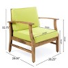 Outdoor Acacia Wood Club Chairs Set Of 2,Fabric Upholstered Armrests Chair,Slat Panel Backrest Accent Chair For Patio Garden-Coolbibila - 4 of 4