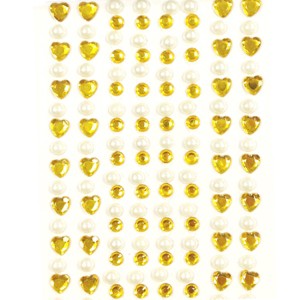 Wrapables 164 pieces Crystal Heart and Pearl Stickers Adhesive Rhinestones - 1 of 4