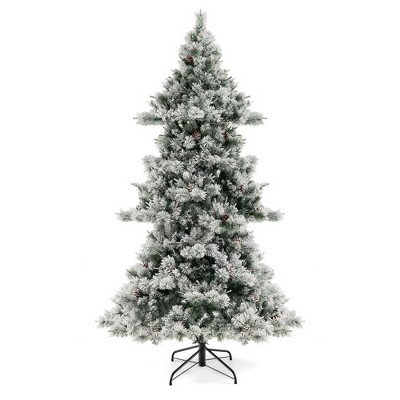 7-Foot Snow Flocked Christmas Tree with Warm LED Lights