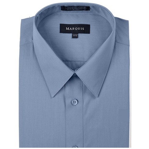 Marquis Men's Steel Blue Long Sleeve With Slim Fit Dress Shirt