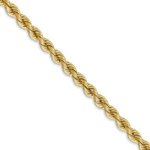 Black Bow Jewelry 4mm, 14k Yellow Gold, Handmade Solid Rope Chain Necklace - 1 of 4