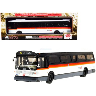 1965 GM TDH 5303 Transit Bus #75 Los Angeles "RTD" White & Black W/ Stripes LTD ED 500 Pcs 1/43 Diecast Model by Iconic Replicas