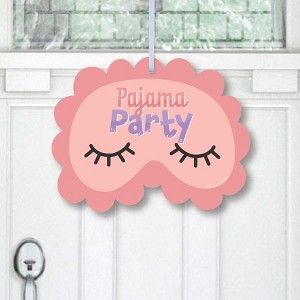 Big Dot of Happiness Pajama Slumber Party - Hanging Porch Girls Sleepover Birthday Party Outdoor Decorations - Front Door Decor - 1 Piece Sign - 1 of 4