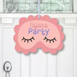 Big Dot of Happiness Pajama Slumber Party - Hanging Porch Girls Sleepover Birthday Party Outdoor Decorations - Front Door Decor - 1 Piece Sign