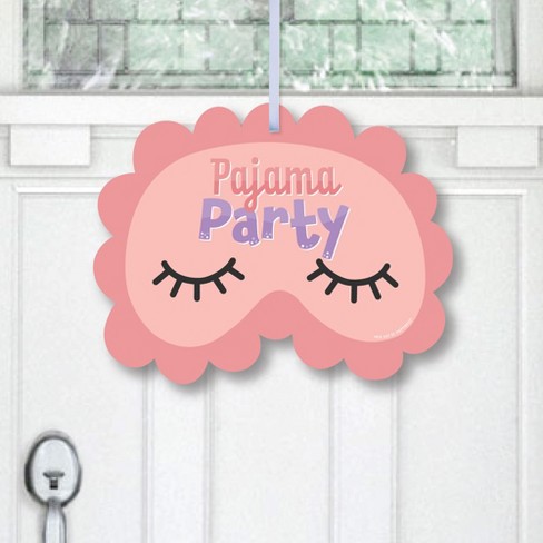 Big Dot of Happiness Pajama Slumber Party - Hanging Porch Girls Sleepover Birthday Party Outdoor Decorations - Front Door Decor - 1 Piece Sign - image 1 of 4