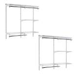 Rubbermaid Configurations 4-8 Feet Expandable Hanging and Shelf Space Custom DIY Closet Organizer Kit, White (2 Pack)