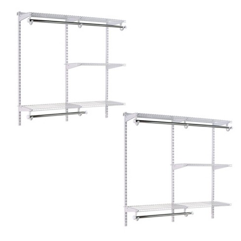 Rubbermaid Configurations 4-8 Feet Expandable Hanging and Shelf Space  Custom DIY Closet Organizer Kit, White (2 Pack)