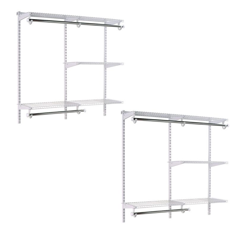 Rubbermaid Configurations 4-8 Feet Expandable Hanging and Shelf Space Custom DIY Closet Organizer Kit, White (2 Pack), 1 of 7