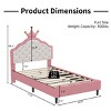 Twin Size PU Leather Princess Bed with Tufted Crown Headboard and Platform Frame for Girls Bedroom Setup-Cuddlewood - 4 of 4