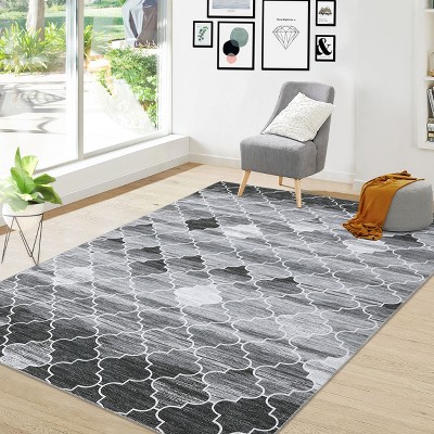 5x7 Living Room Rug Modern Geometric Print Area Rug Washable Rug Stain Resistant Indoor Carpet Non Slip Soft Carpet Low Pile Area Rug For Bedroom