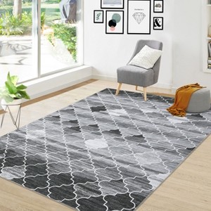 5x7 Living Room Rug Modern Geometric Print Area Rug Washable Rug Stain Resistant Indoor Carpet Non Slip Soft Carpet Low Pile Area Rug For Bedroom - 1 of 4