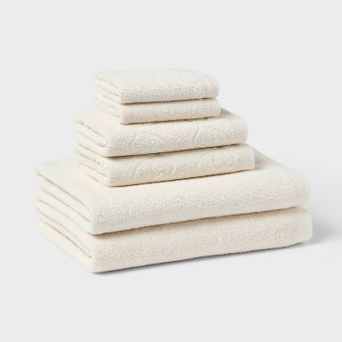 6pc Everyday Bow Dorm Towel Set Ivory - Room Essentials™
