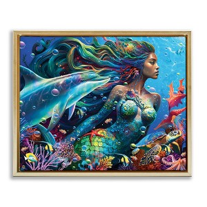 Stupell Industries Mermaid Underwater Sea Life Floating Frame Canvas Art - 1 of 4