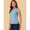 Allegra K Women's Sleeveless Frill Mock Neck Ruffle Chambray Blouse - 4 of 4