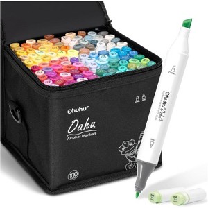 Ohuhu Alcohol Markers Double Tipped Art Marker Set - Chisel & Fine Dual Tips - 100 Colors - Oahu Series of Ohuhu Markers - Refillable Ink - 1 of 4