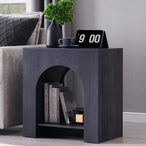 Nightstand with Charging Station, 22" Modern Night Stand with Arched Open Shelf, End Tables for Living Room Bedroom - 1 of 4