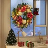 TackView 24Inch Christmas Wreath, Artificial Wreath with Berries, Flowers, Leaves, Holiday Decorations for Indoor Outdoor Mantel Door, Red+Gold - 2 of 4