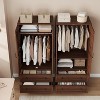 72" Wood Wardrobe w/ 2 Drawers, Hanging Rod & 18 Shelves - Tall Clothing Armoire for Bedroom - 3 of 4