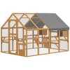 PawHut Large Catio Outdoor Cat Enclosure, Wooden Cat House for Multiple Kittens, with Waterproof Cover, Condos, Platforms, Bridge, Doors - 4 of 4