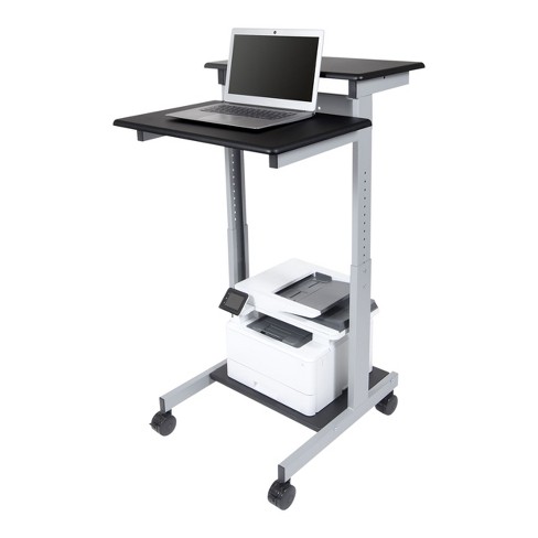 Costway Height Adjustable Computer Desk Sit To Stand Rolling Notebook Table  Black : Target