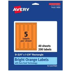 Avery Bright Orange Paper Labels, 9.75" x 1.25" Rectangle - 1 of 4