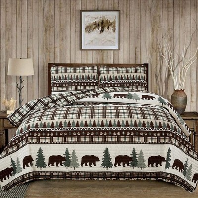 Market & Place Cedar Creek Lodge Plaid Reversible Quilt Set : Target