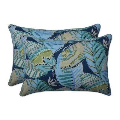 2pc Outdoor/Indoor Oversized Rectangular Throw Pillow Set Mainstay Pacific Blue - Pillow Perfect
