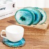 Luxury Lane Set of 4 Large Natural Brazilian Agate Slice Geode Rock Stone Drink Coasters with Wood Holder - 2 of 4