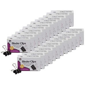 Charles Leonard Binder Clips, Medium, 5/8" Capacity, 12 Per Box, 24 Boxes - 1 of 2