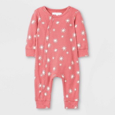 Image of Grayson Mini Baby Stars Rib Romper - Red 3-6M