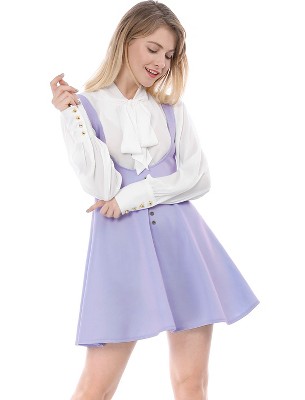 INSPIRE CHIC Women's Button Overalls Pinafore Suspenders Skirt