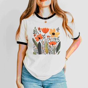 Simply Sage Market Orange Wildflowers Ringer Tee - 1 of 4