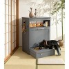 ORRD Pet Feeding Station with Storage Cabinet & Raised Bowls, Gray Dog Food Organizer End Table with Pull-Out Drawer and Hooks - 2 of 4