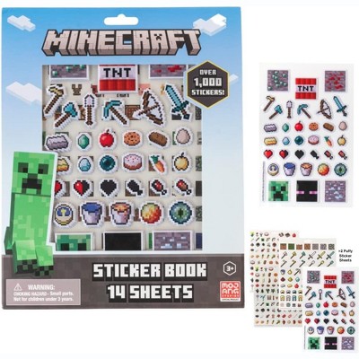 Minecraft Stickers for Kids, 14 Sheet Minecraft Sticker Book Set Including Puffy Stickers, 1200+ Stickers
