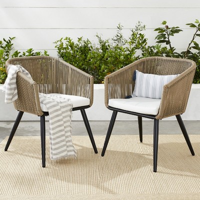 Best Choice Products Set of 2 Indoor Outdoor Patio Dining Chairs Woven Wicker Seating Set 250lb Capacity - Natural/Ivory