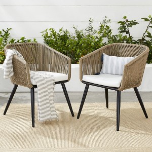 Best Choice Products Set of 2 Indoor Outdoor Patio Dining Chairs Woven Wicker Seating Set 250lb Capacity - 1 of 4