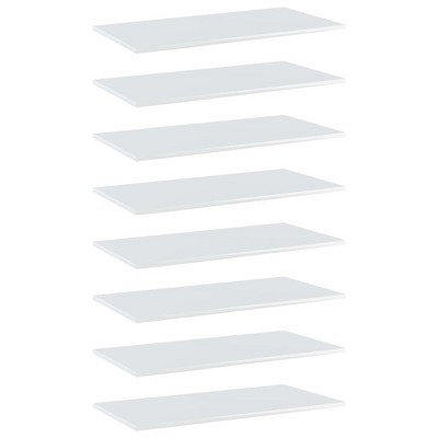 vidaXL Bookshelf Boards 8 pcs High Gloss White 31.5 in.x15.7 in.x0.6 in. Engineered Wood