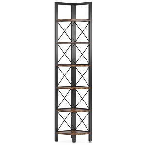 Resenkos Bookshelf, Bookcase Standing Shelf Unts,6-Tier Corner Shelf Small Bookshelf Storage Rack for Small Space,Brown - 1 of 1
