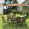 Outsunny 8 Piece Patio Furniture Set with Umbrella, Outdoor Dining Table and Chairs, 6 Chairs, Push Button Tilt and Crank Parasol, Glass Top - 3 of 4