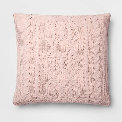 Oversized Cable Knit Chenille Square Throw Pillow Pink - Threshold™