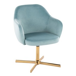 LumiSource Buena Swivel Accent Chair Chrome Gold/Light Blue Velvet - 1 of 4