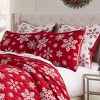 Greenland Home Fashions Snowflakes Sham – Standard Quilted Holiday Pillow Cover in Red & White with Nordic Snowflake Design - 4 of 4