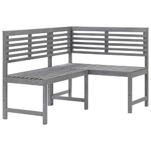 vidaXL Corner Bench Brown Solid Acacia Wood 55.1 in corner bench - Gray 3 - 1 of 4