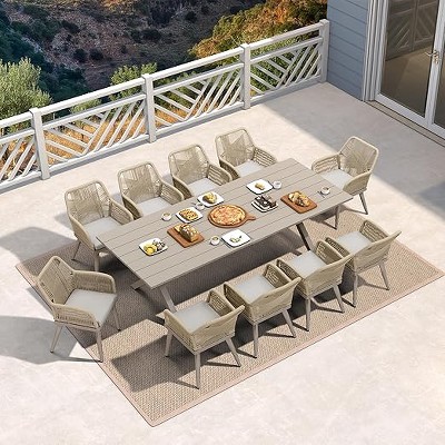 PURPLE LEAF Outdoor Dining Set All-Weather PE Rattan Outdoor Patio Furniture Set with All Aluminum Frame Table and Chairs Set